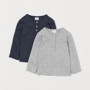 H&M 2-pack Cotton Henley Shirts set of 2